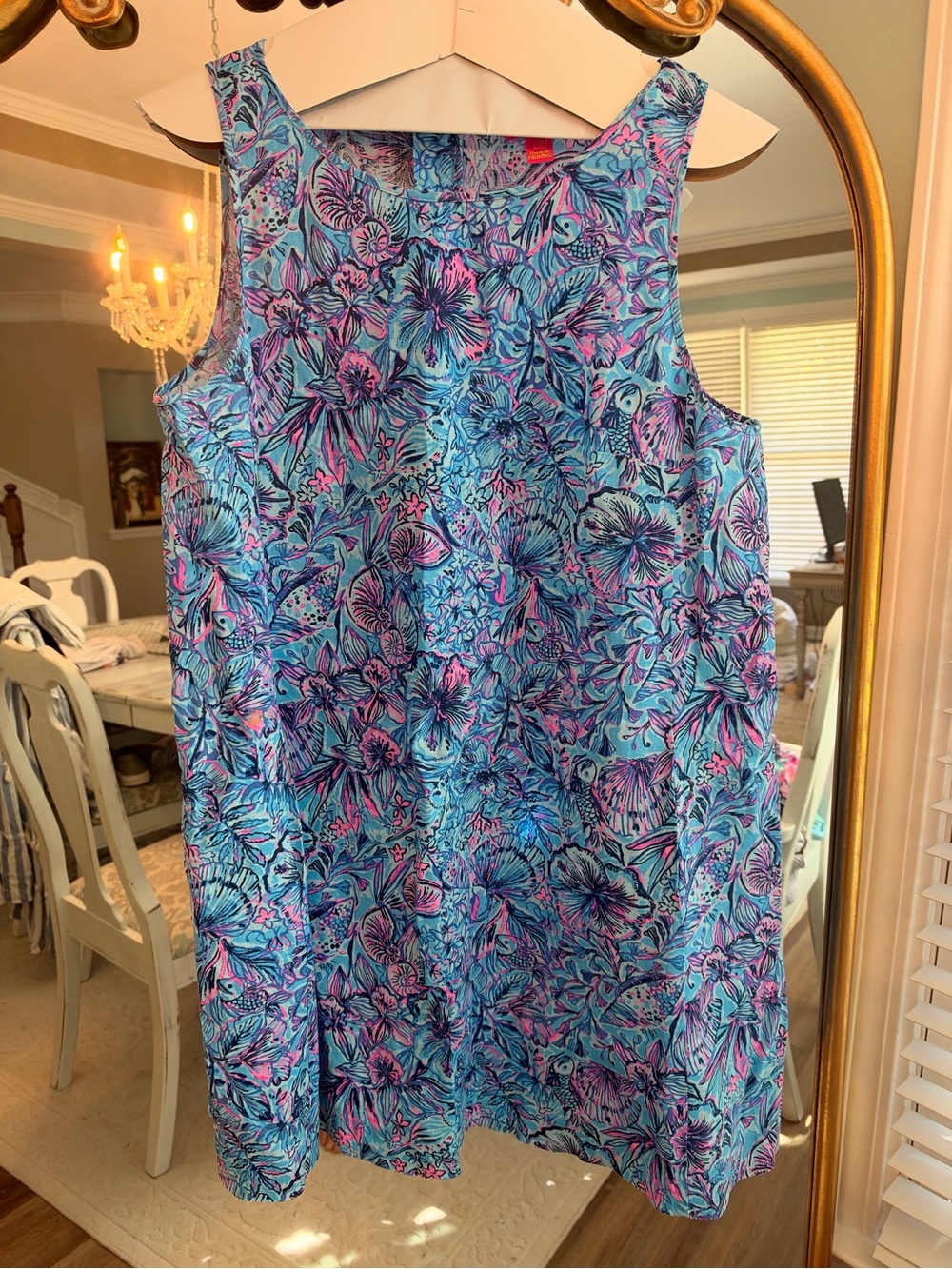 Lilly Pulitzer Edelyn Linen Dress 14 Breakwater Blue Shells N Bells